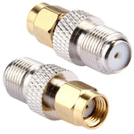 2 unidades de conector F fêmea para RP-SMA macho, 2 unidades F fêmea para RP-SMA macho