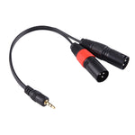 Cabo Adaptador de Áudio com Conector Macho 3.5mm e Macho XLR CANNON 3 Pinos, Cabeça Metálica 30cm, Macho 3.5mm