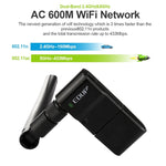 Adaptador Ethernet USB sem fios de banda dupla 11AC 600Mbps EDUP EP-AC1635 com antena 2dBi para portátil / PC, EP-AC1635