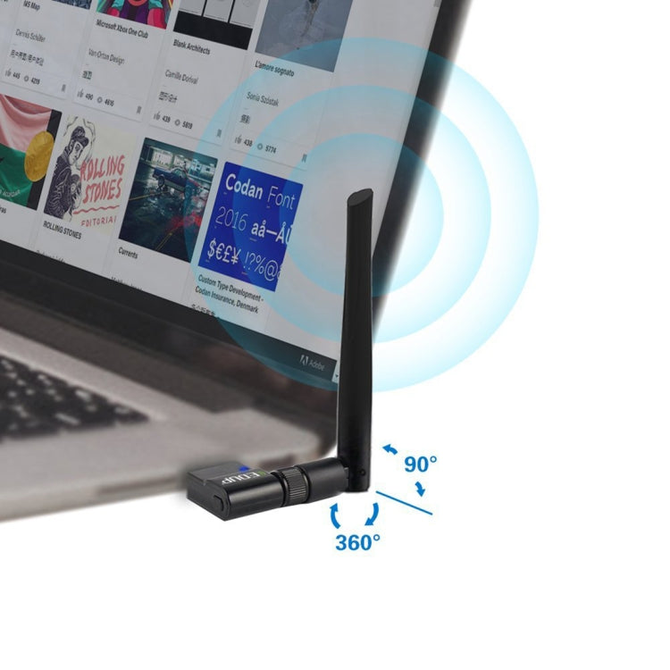 Adaptador Ethernet USB sem fios de banda dupla 11AC 600Mbps EDUP EP-AC1635 com antena 2dBi para portátil / PC, EP-AC1635