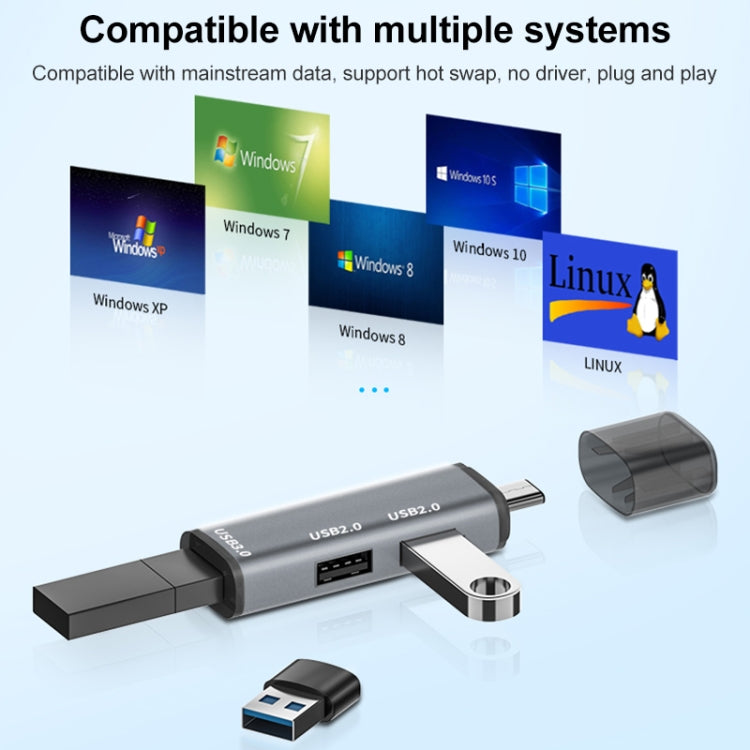 Estação de ancoragem multifunções 3 em 1 Type-C / USB-C HUB ADS-302C, ADS-302C