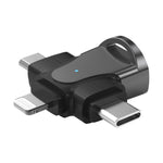 Adaptador OTG 3 em 1, USB para Type-C / Micro USB / 8 pinos