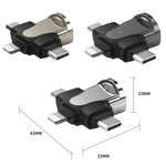 Adaptador OTG 3 em 1, USB para Type-C / Micro USB / 8 pinos