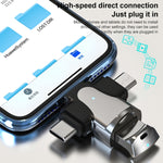 Adaptador OTG 3 em 1, USB para Type-C / Micro USB / 8 pinos