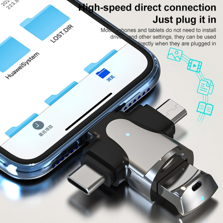 Adaptador OTG 3 em 1, USB para Type-C / Micro USB / 8 pinos