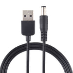 Cabo de Alimentação USB 3A para Plug DC 5,5 x 2,1mm, Comprimento: 1m, USB para DC 5,5x2,1mm