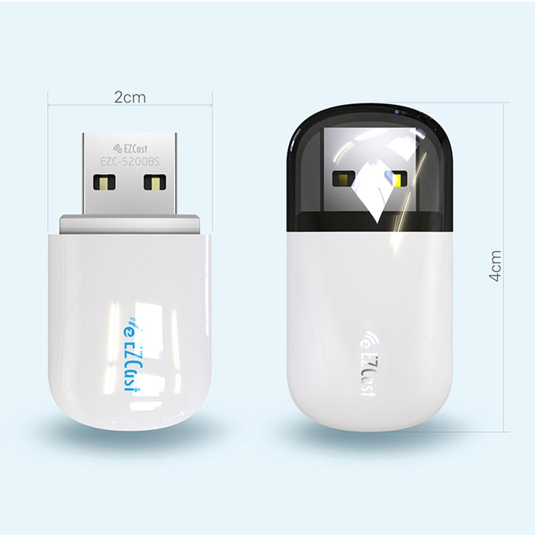 Adaptador Sem Fios EZCast EZC-5200BS WiFi Dual Band 600Mbps + Bluetooth USB 2.0