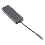 Adaptador 8 em 1 Tipo-C para HDMI + USB 3.0 + USB 3.0 + Tipo-C + LAN + VGA + Leitor de Cartões TF/SD