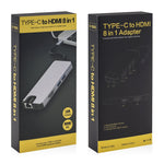 Adaptador 8 em 1 Tipo-C para HDMI + USB 3.0 + USB 3.0 + Tipo-C + LAN + VGA + Leitor de Cartões TF/SD