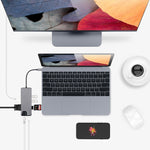 Adaptador 8 em 1 Tipo-C para HDMI + USB 3.0 + USB 3.0 + Tipo-C + LAN + VGA + Leitor de Cartões TF/SD