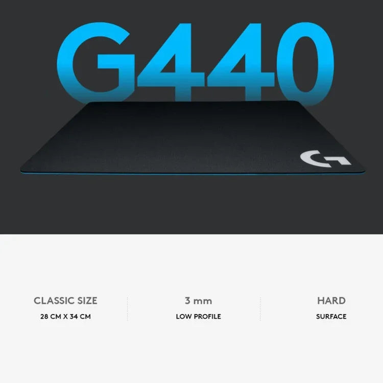 Tapete de rato rígido para jogos eletrónicos Logitech G440, Tamanho: 34 x 28cm, G440 Rígido
