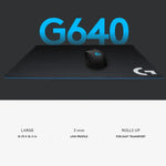 Tapete de rato macio em tecido para jogos eletrónicos Logitech G640, Tamanho: 46 x 40cm, G640 Tecido Macio