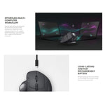 Rato ótico sem fios Bluetooth + Unifying Logitech MX ERGO S 440DPI com trackball de modo duplo, MX ERGO S