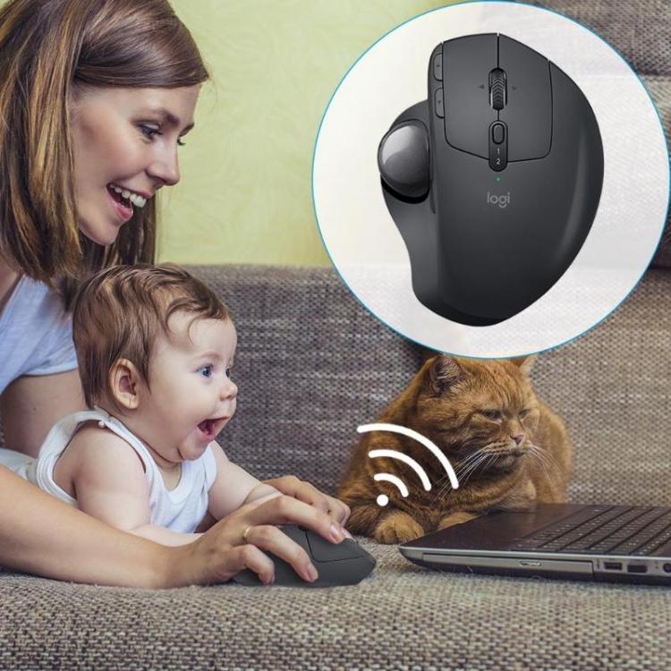 Rato ótico sem fios Bluetooth + Unifying Logitech MX ERGO S 440DPI com trackball de modo duplo, MX ERGO S