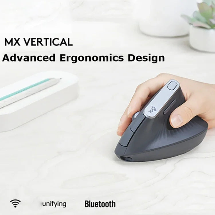 Rato ótico vertical ergonómico sem fios Logitech MX Vertical 4000DPI USB-C / Type-C + Unifying + Bluetooth de três modos, MX Vertical