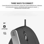 Rato ótico vertical ergonómico sem fios Logitech MX Vertical 4000DPI USB-C / Type-C + Unifying + Bluetooth de três modos, MX Vertical