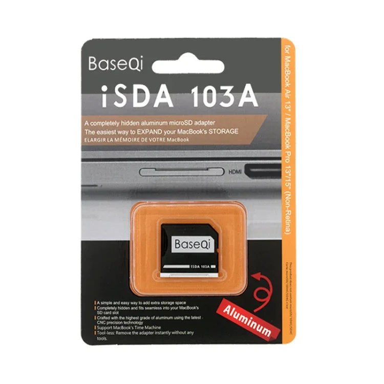 BASEQI Estojo Oculto em Liga de Alumínio para Cartão SD para Portáteis MacBook Air 13.3 polegadas, Para MacBook Air 13.3