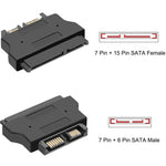 Adaptador SATA 22 Pinos Fêmea para SATA SLIMLINE 13 Pinos Macho, SATA 22 Pinos Fêmea para SATA 13 Pinos