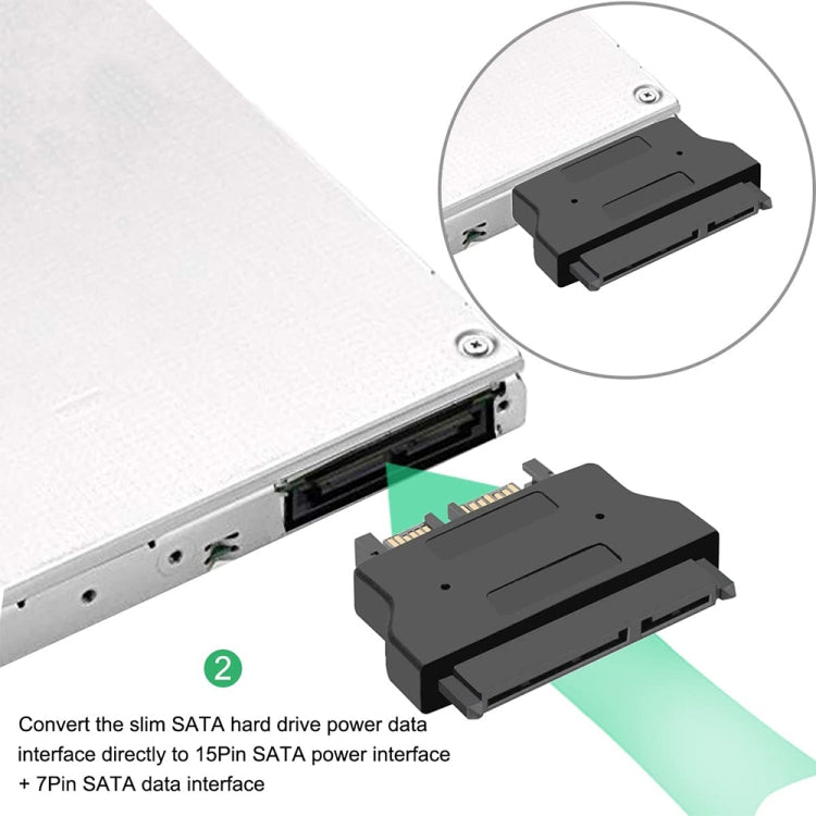 Adaptador SATA 22 Pinos Fêmea para SATA SLIMLINE 13 Pinos Macho, SATA 22 Pinos Fêmea para SATA 13 Pinos