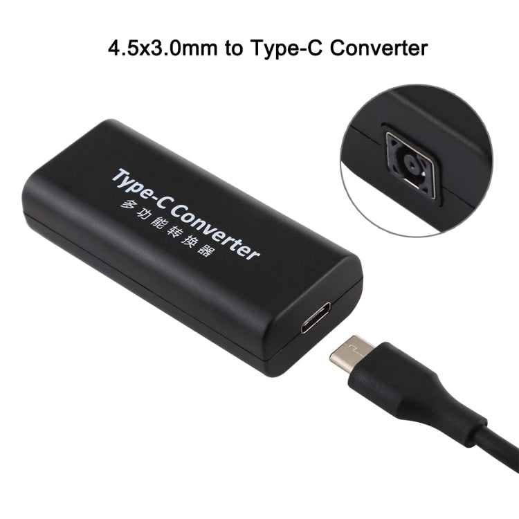Adaptador de conector de alimentação fêmea DC 4,5 x 3,0 mm para USB-C / Tipo C fêmea com cabo USB-C / Tipo C de 15 cm, 4,5x3,0mm