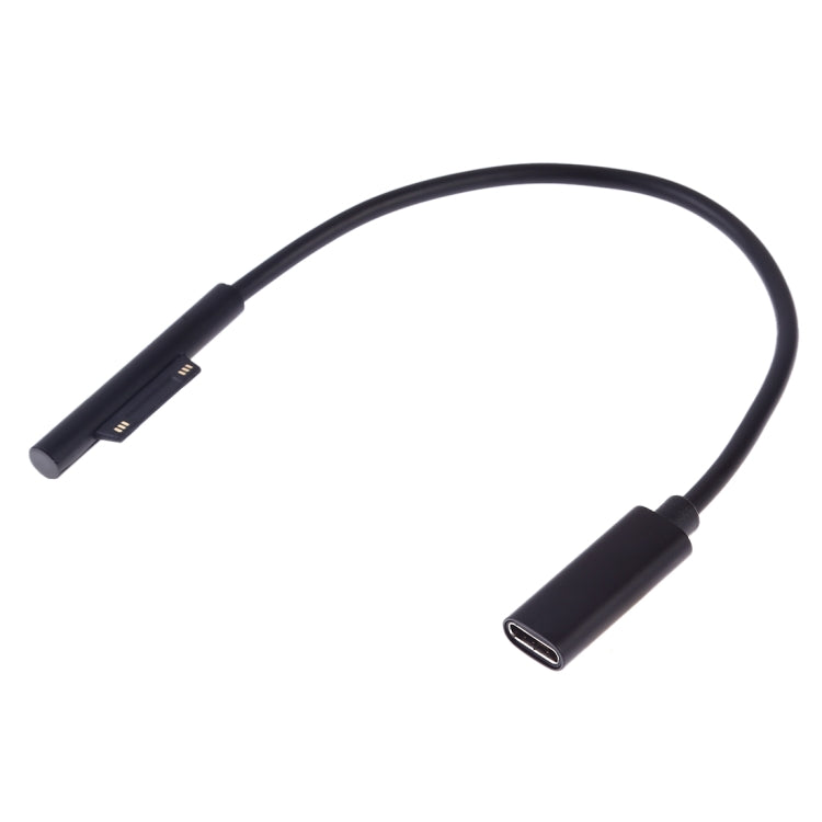 Cabo de carregamento rápido PD para portátil USB-C / Tipo-C fêmea para 6 pinos macho para Microsoft Surface Pro 9 / 8 / 7 / 6 / 5 / 4 / 3, comprimento do cabo: 0,2 m, Pro 9 / 8 / 7 / 6 / 5 / 4 / 3 para USB-C / Tipo-C fêmea preto