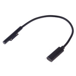 Cabo de carregamento rápido PD para portátil USB-C / Tipo-C fêmea para 6 pinos macho para Microsoft Surface Pro 9 / 8 / 7 / 6 / 5 / 4 / 3, comprimento do cabo: 0,2 m, Pro 9 / 8 / 7 / 6 / 5 / 4 / 3 para USB-C / Tipo-C fêmea preto