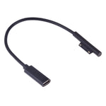 Cabo de carregamento rápido PD para portátil USB-C / Tipo-C fêmea para 6 pinos macho para Microsoft Surface Pro 9 / 8 / 7 / 6 / 5 / 4 / 3, comprimento do cabo: 0,2 m, Pro 9 / 8 / 7 / 6 / 5 / 4 / 3 para USB-C / Tipo-C fêmea preto