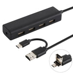 Conversor HUB 3 em 1 USB-C / Tipo-C + Micro USB + 4 portas USB 2.0, comprimento do cabo: 12 cm, 3 em 1 (branco), 3 em 1 (preto)