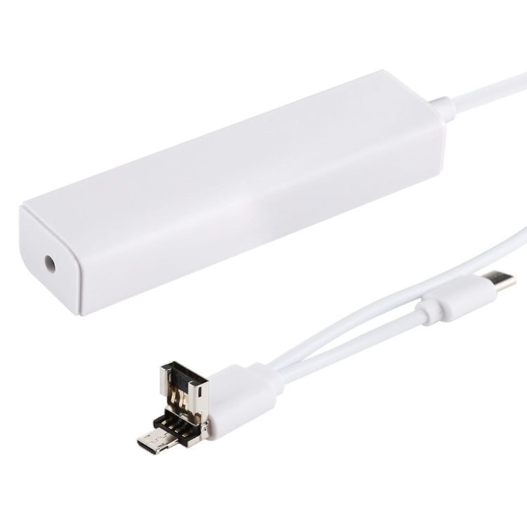 Conversor HUB 3 em 1 USB-C / Tipo-C + Micro USB + 4 portas USB 2.0, comprimento do cabo: 12 cm, 3 em 1 (branco), 3 em 1 (preto)