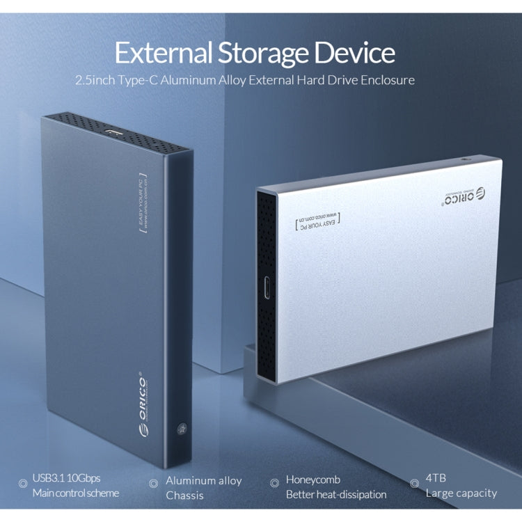 Caixa mecânica ORICO DD25 C3 para SSD de 2,5 polegadas Type-C para Type-C e USB, capacidade suportada: 6TB
