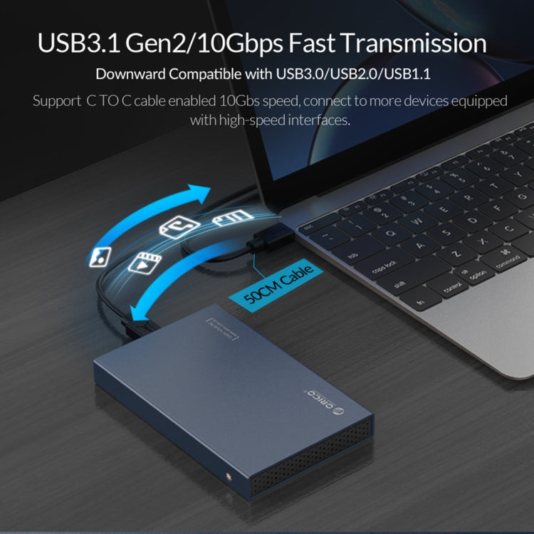 Caixa mecânica ORICO DD25 C3 para SSD de 2,5 polegadas Type-C para Type-C e USB, capacidade suportada: 6TB