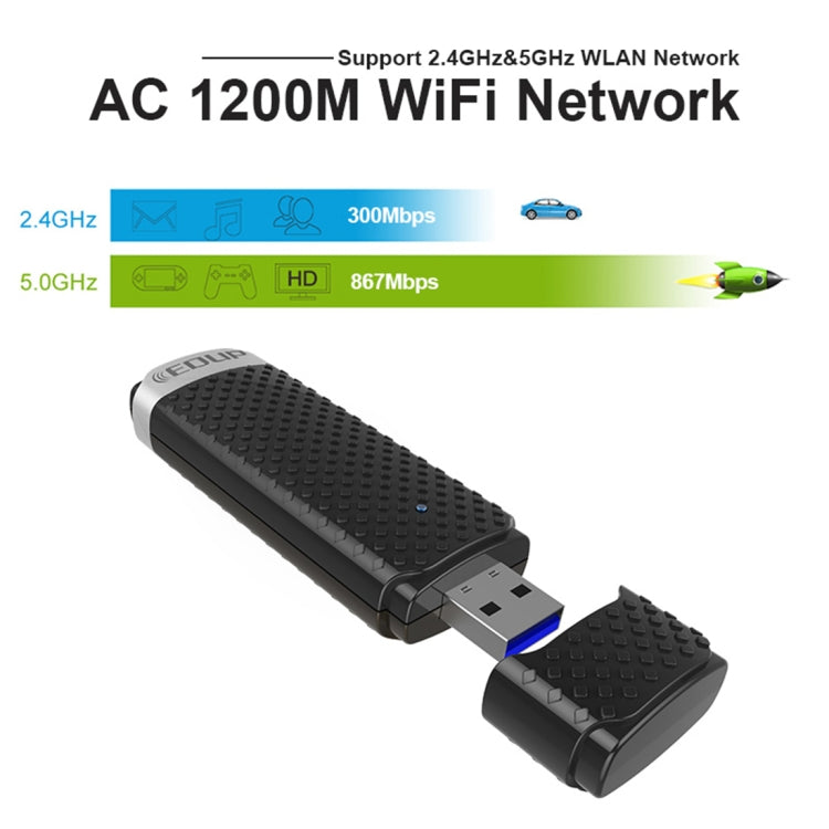 Adaptador receptor WiFi USB 3.0 de alta velocidade EDUP EP-AC1617 1200Mbps, adaptador Ethernet EP-AC1617 1200Mbps