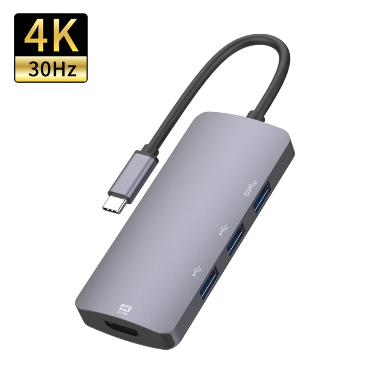 Adaptador HUB multifuncional UC912 4 em 1 4K 30Hz USB 3.0 + 2 x USB 2.0 para USB-C / Tipo-C, UC912 USB 3.0 + 2 x USB 2.0