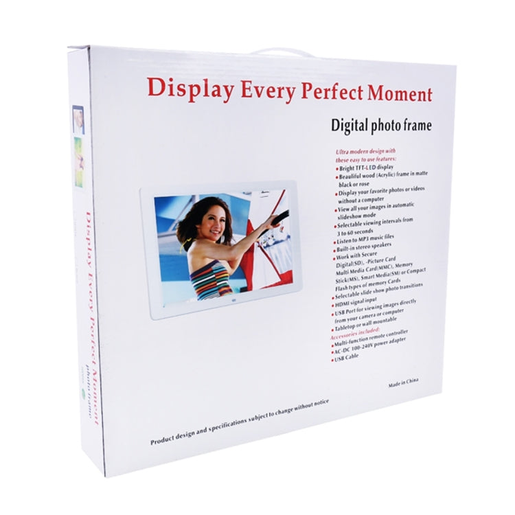 Moldura Digital de Fotos LED de 15,0 polegadas com Suporte / Controlo Remoto, Allwinner, Suporta Entrada USB / Cartão SD / OTG, 15,0 polegadas, 15,0 polegadas Allwinner
