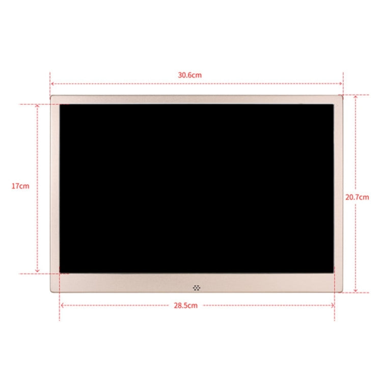 HSD1303 Moldura Digital para Fotos com Ecrã LED 13,3 polegadas 1280x800 de Alta Resolução com Suporte e Controlo Remoto, Suporta Cartão SD / MMC / MS / Porta USB, Ficha UK (Dourado), HSD1303 13,3 polegadas