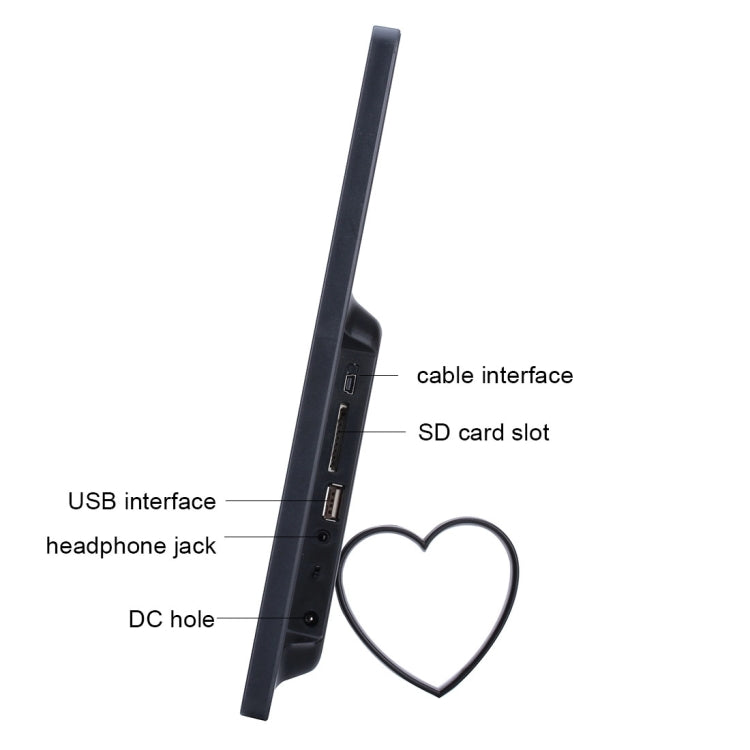Moldura Digital para Fotos com Ecrã LED de 13 polegadas com Suporte e Comando à Distância, Allwinner F16, Suporta Cartão SD / MS / MMC e USB, 13 polegadas/F16