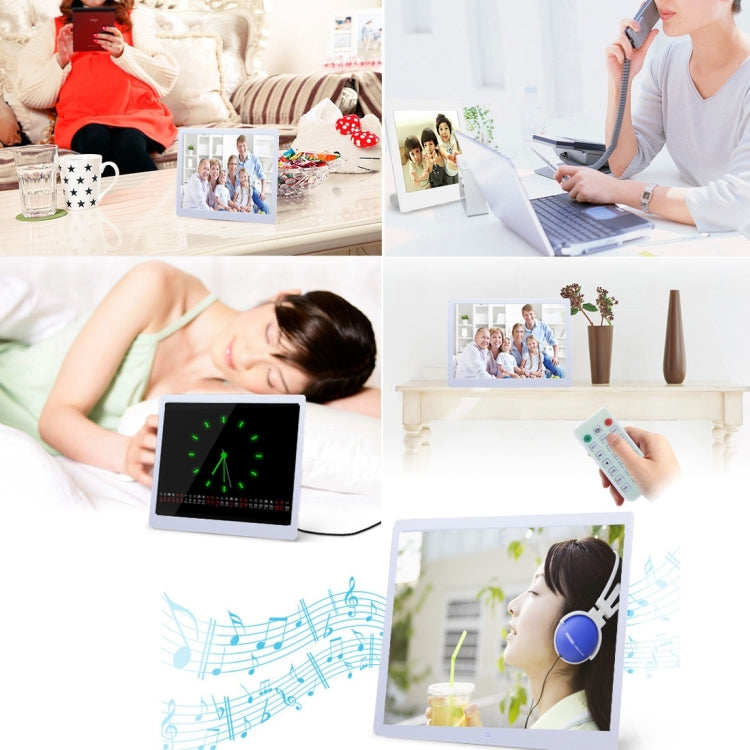 Moldura Digital para Fotos com Ecrã LED de 13 polegadas com Suporte e Comando à Distância, Allwinner F16, Suporta Cartão SD / MS / MMC e USB, 13 polegadas/F16