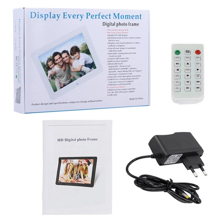 Moldura Digital para Fotos com Ecrã LED de 13 polegadas com Suporte e Comando à Distância, Allwinner F16, Suporta Cartão SD / MS / MMC e USB, 13 polegadas/F16