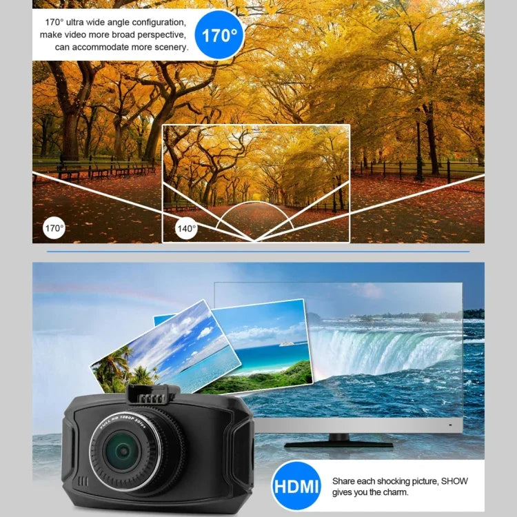 Câmara DVR para Carro GS90C com Ecrã LCD de 2.7 polegadas, HD 2304 x 1296P, Ângulo de Visão de 170 Graus, Suporte para Detecção de Movimento / Cartão TF / Sensor G / HDMI, GS90C