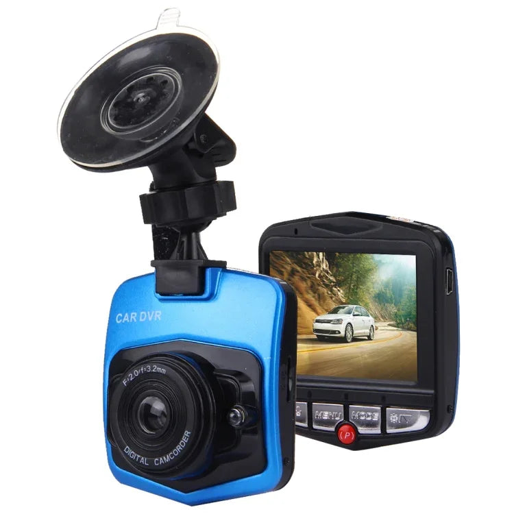 Câmara de Vídeo DVR para Carro VGA 480P com Gravador de Voz, Ecrã LCD de 2.4 polegadas, Suporte para Cartão Micro TF de 32GB e Função de Visão Noturna Infravermelha (Preto + Azul), Ecrã LCD de 2.4 polegadas