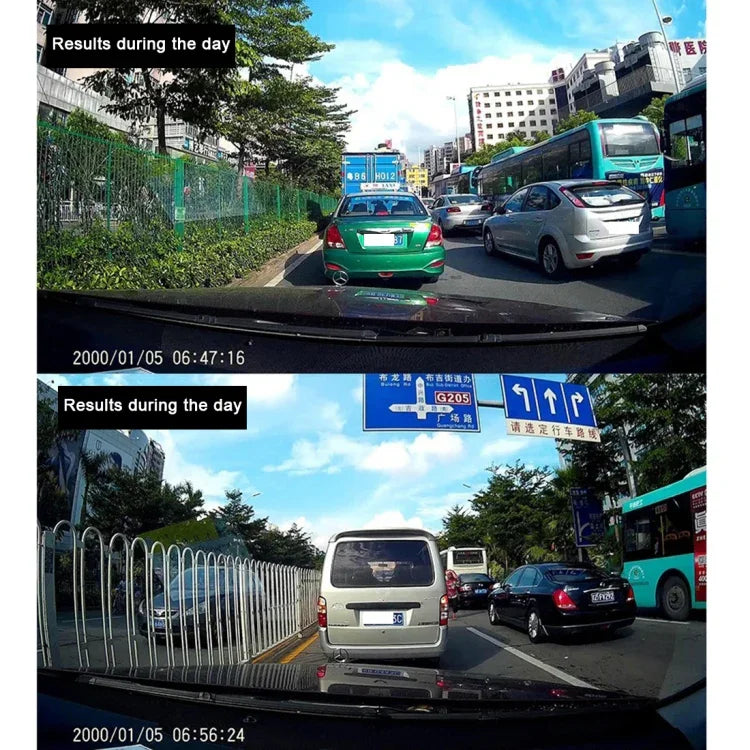 Câmara de Vídeo DVR para Carro VGA 480P com Gravador de Voz, Ecrã LCD de 2.4 polegadas, Suporte para Cartão Micro TF de 32GB e Função de Visão Noturna Infravermelha (Preto + Azul), Ecrã LCD de 2.4 polegadas