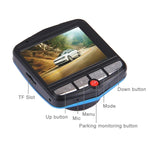 Câmara de Vídeo DVR para Carro VGA 480P com Gravador de Voz, Ecrã LCD de 2.4 polegadas, Suporte para Cartão Micro TF de 32GB e Função de Visão Noturna Infravermelha (Preto + Azul), Ecrã LCD de 2.4 polegadas