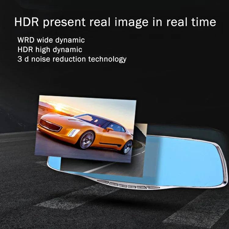Espelho Retrovisor com DVR para Veículo G835 HD 1080P com Ecrã de 4.3 polegadas, Generalplus 2248, 2 Câmaras com Ângulo de Visão de 170 Graus, Suporte para Gravação HDR / Função de Detecção de Movimento, G835