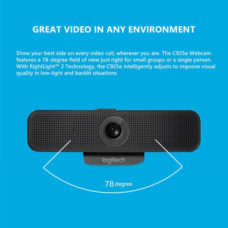 Logitech C925E Webcam HD 1080p com Tampa de Segurança Integrada
