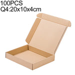 100 Unidades Caixa de Papel Kraft para Envio, Tamanho: Q4, 20x10x4cm, 20x10x4cm
