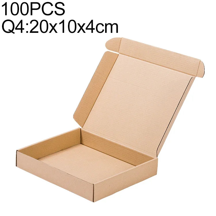 100 Unidades Caixa de Papel Kraft para Envio, Tamanho: Q4, 20x10x4cm, 20x10x4cm