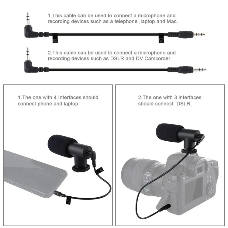 PULUZ Suporte Estabilizador Manual em Forma de U/C para DV + Kit de Luz de Estúdio LED + Microfone Shotgun com Sapata Fria e Cabeça de Tripé para Todas as Câmaras SLR e DV Domésticas, Kits de Suporte + Microfone + LED