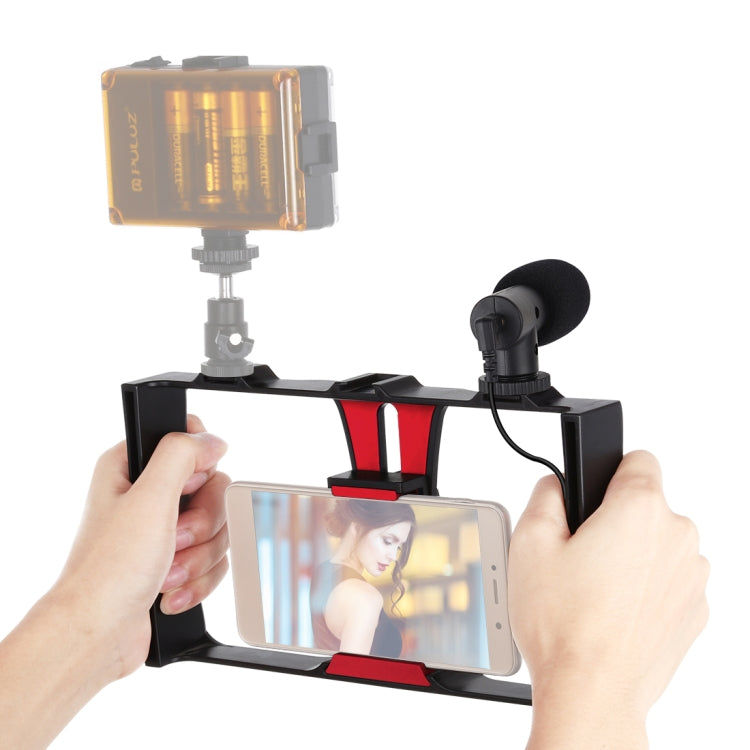 PULUZ Rig de Vídeo para Transmissão em Direto 2 em 1 para Smartphone + Kits de Microfone para iPhone, Galaxy, Huawei, Xiaomi, HTC, LG, Google e Outros Smartphones, Rig para Vlogging + Microfone, Rig para Vlogging + Microfone (EUA)
