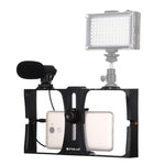PULUZ Rig de Vídeo para Transmissão em Direto 2 em 1 para Smartphone + Kits de Microfone para iPhone, Galaxy, Huawei, Xiaomi, HTC, LG, Google e Outros Smartphones, Rig para Vlogging + Microfone, Rig para Vlogging + Microfone (EUA)