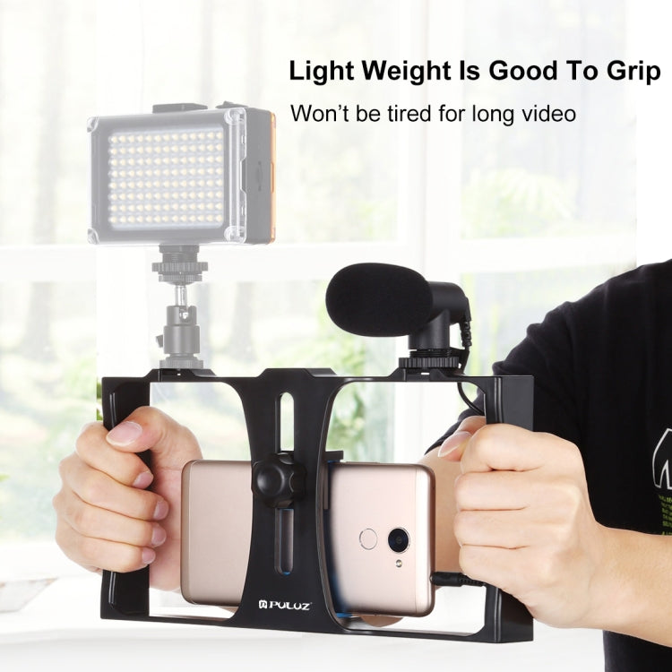 PULUZ Rig de Vídeo para Transmissão em Direto 2 em 1 para Smartphone + Kits de Microfone para iPhone, Galaxy, Huawei, Xiaomi, HTC, LG, Google e Outros Smartphones, Rig para Vlogging + Microfone, Rig para Vlogging + Microfone (EUA)